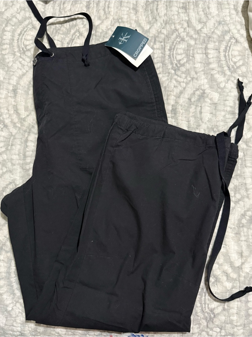 Calvin Klein Jeans Black Cropped Drawstring Joggers